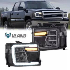 Headlights Clear For 2007-2013 GMC Sierra 1500 2500HD 3500HD Dynamic DRL
