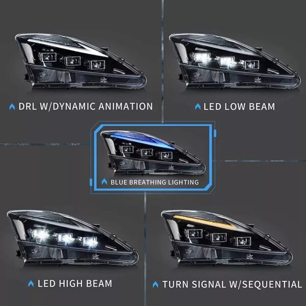 Clear Headlights For 2006 - 2013 Lexus IS250  IS350 ISF - Image 2