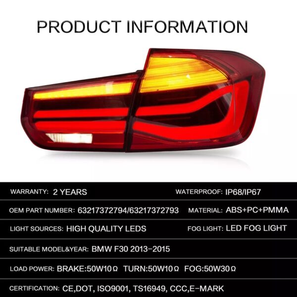 Tail Lights For BMW 3 Series F30 2012 - 2018 - Image 6