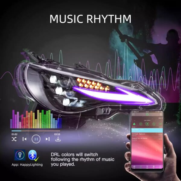 3Projector Headlights For 2012-20 Toyota 86 Subaru BRZ W/RGB DRL - Image 4