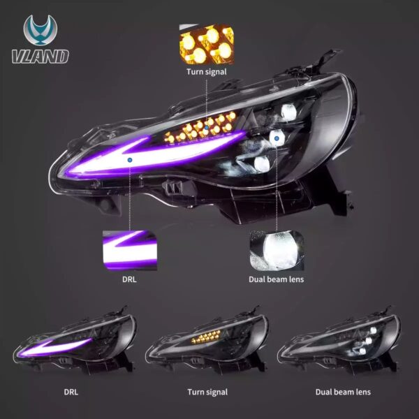 3Projector Headlights For 2012-20 Toyota 86 Subaru BRZ W/RGB DRL - Image 6