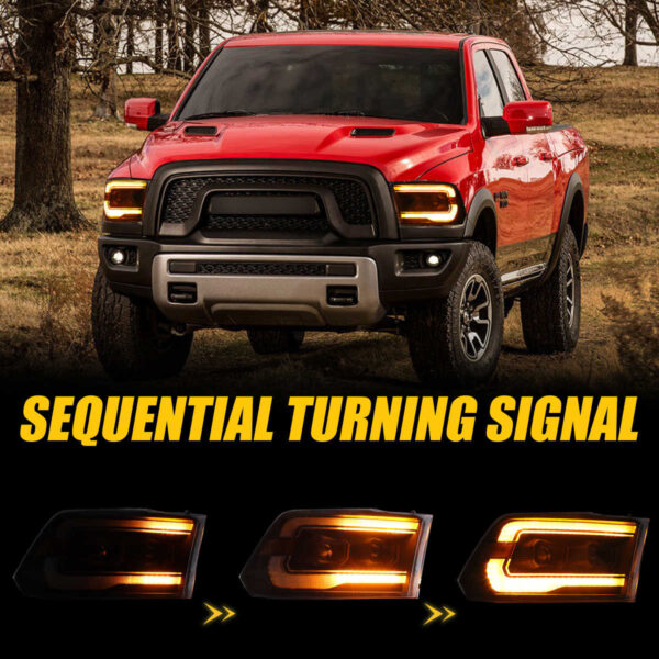 Headlights for Dodge Ram1500 2500 2009-2018 - Image 2