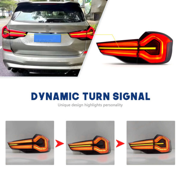 LED Tail Lights for for BMW X3 2018-2021 G01 G08 F97 with DRL & Start up Animation 2022 Look - Image 2