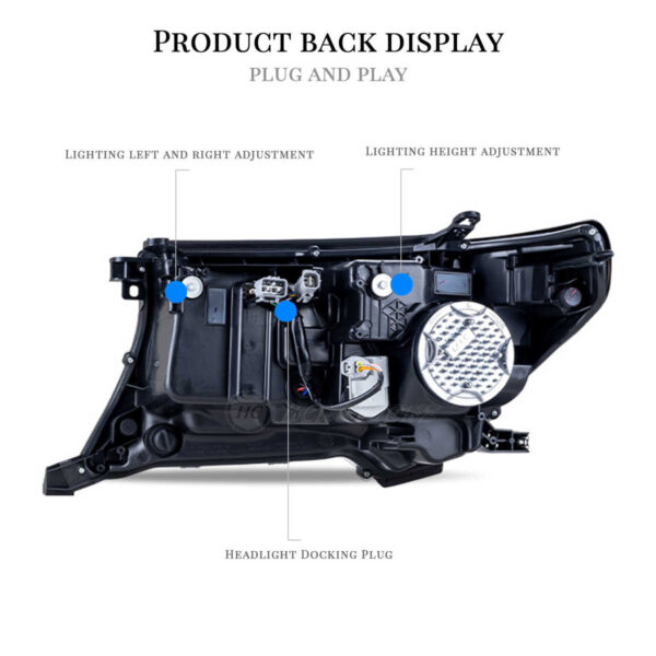 Headlights for Toyota Land Cruiser LC200 2007-2015 Plug and Play WITH Start up Animation - Image 3