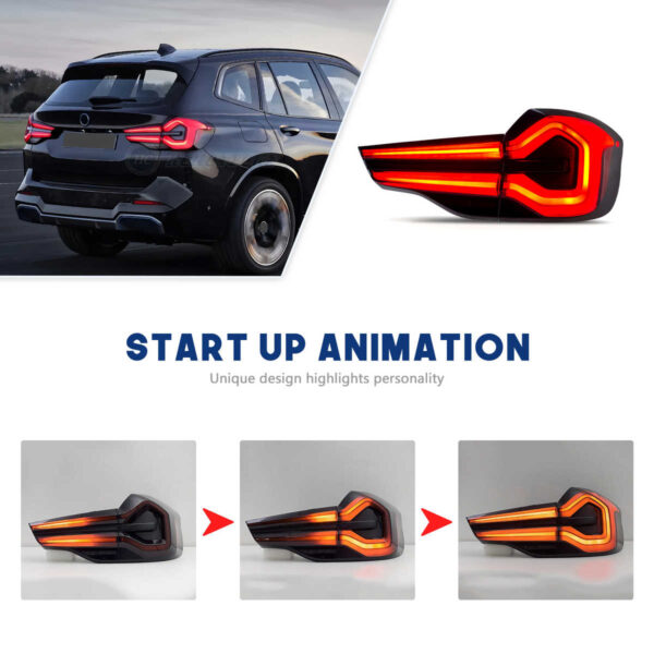 LED Tail Lights for for BMW X3 2018-2021 G01 G08 F97 with DRL & Start up Animation 2022 Look - Image 3
