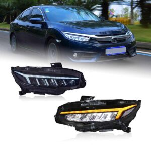 Headlights for Honda Civic 2016-2021 10th Gen with DRL Animation Lighting System
