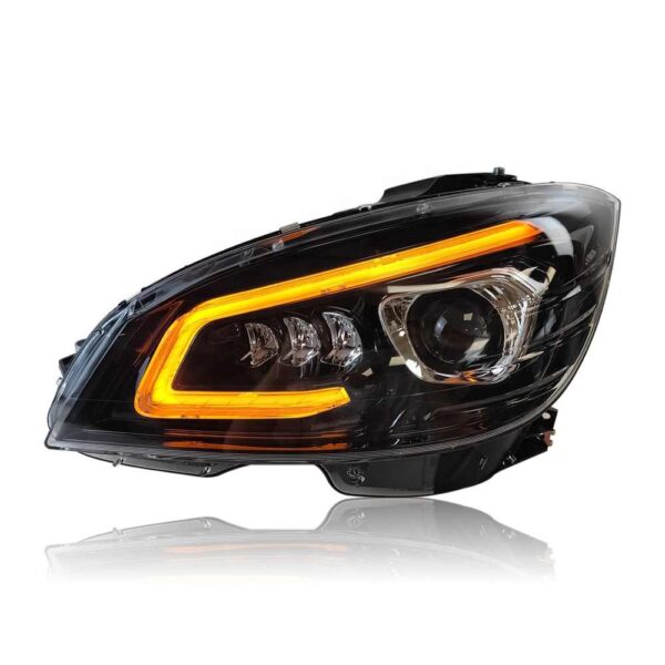 Headlights for Mercedes Benz C Class W204 Plug and Play Halogen Upgrade 08-11 GT Style Front Lamp - Image 2