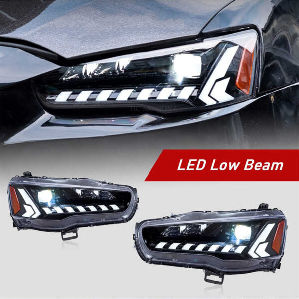 Headlights Assembly Fit for Mitsubishi Lancer & EVO X 2008 - 2020 With LED DRL Start UP Animation LED Sequential Turn Signal (Clear) - Image 9