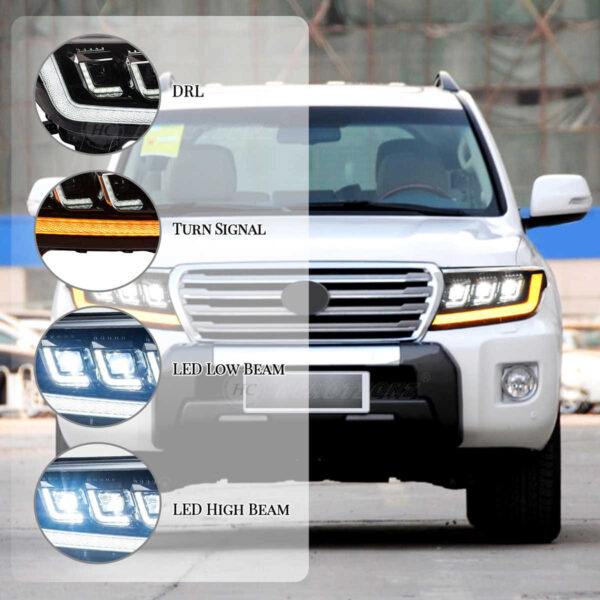 Headlights for Toyota Land Cruiser LC200 2007-2015 Plug and Play WITH Start up Animation - Image 4