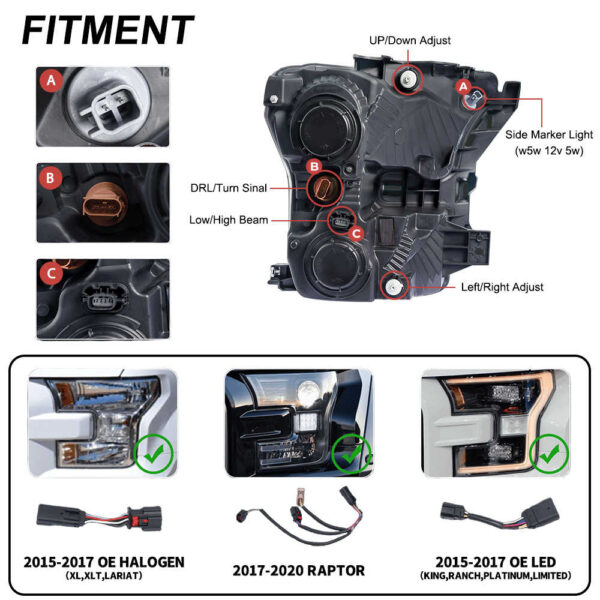 Headlights for FORD RAPTOR F150 Headlight 2015-2020 - Image 5