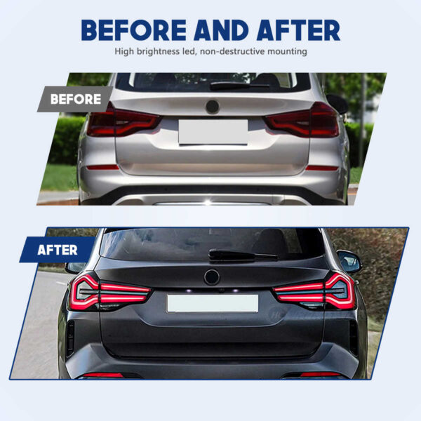 LED Tail Lights for for BMW X3 2018-2021 G01 G08 F97 with DRL & Start up Animation 2022 Look - Image 5