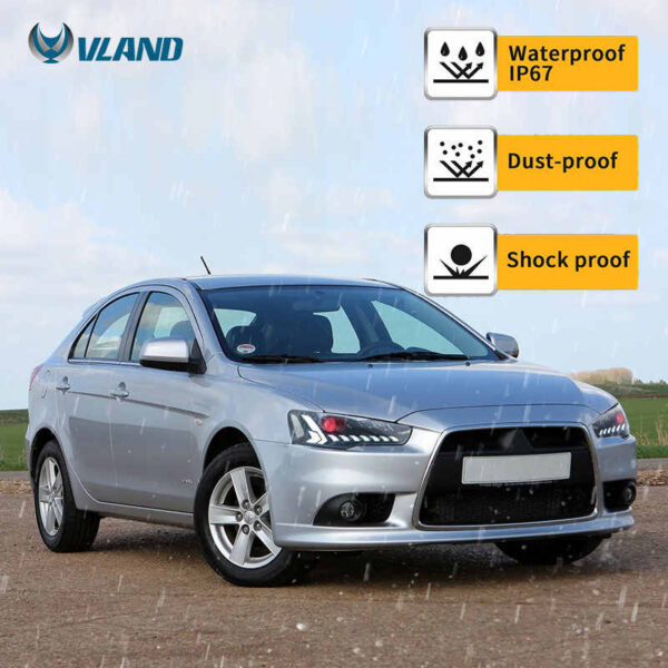 Headlights Assembly Fit for Mitsubishi Lancer & EVO X 2008 - 2020 With LED DRL Start UP Animation LED Sequential Turn Signal (Clear) - Image 4