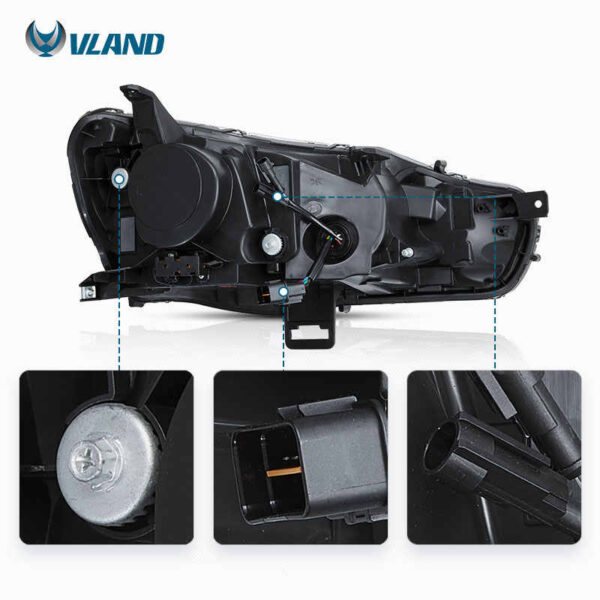 Headlights Assembly Fit for Mitsubishi Lancer & EVO X 2008 - 2020 With LED DRL Start UP Animation LED Sequential Turn Signal (Clear) - Image 5