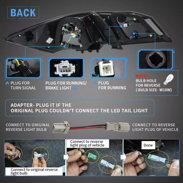 VLAND LED Tail Lights for 13-17 Honda Accord 9th Gen Sedan - Image 4